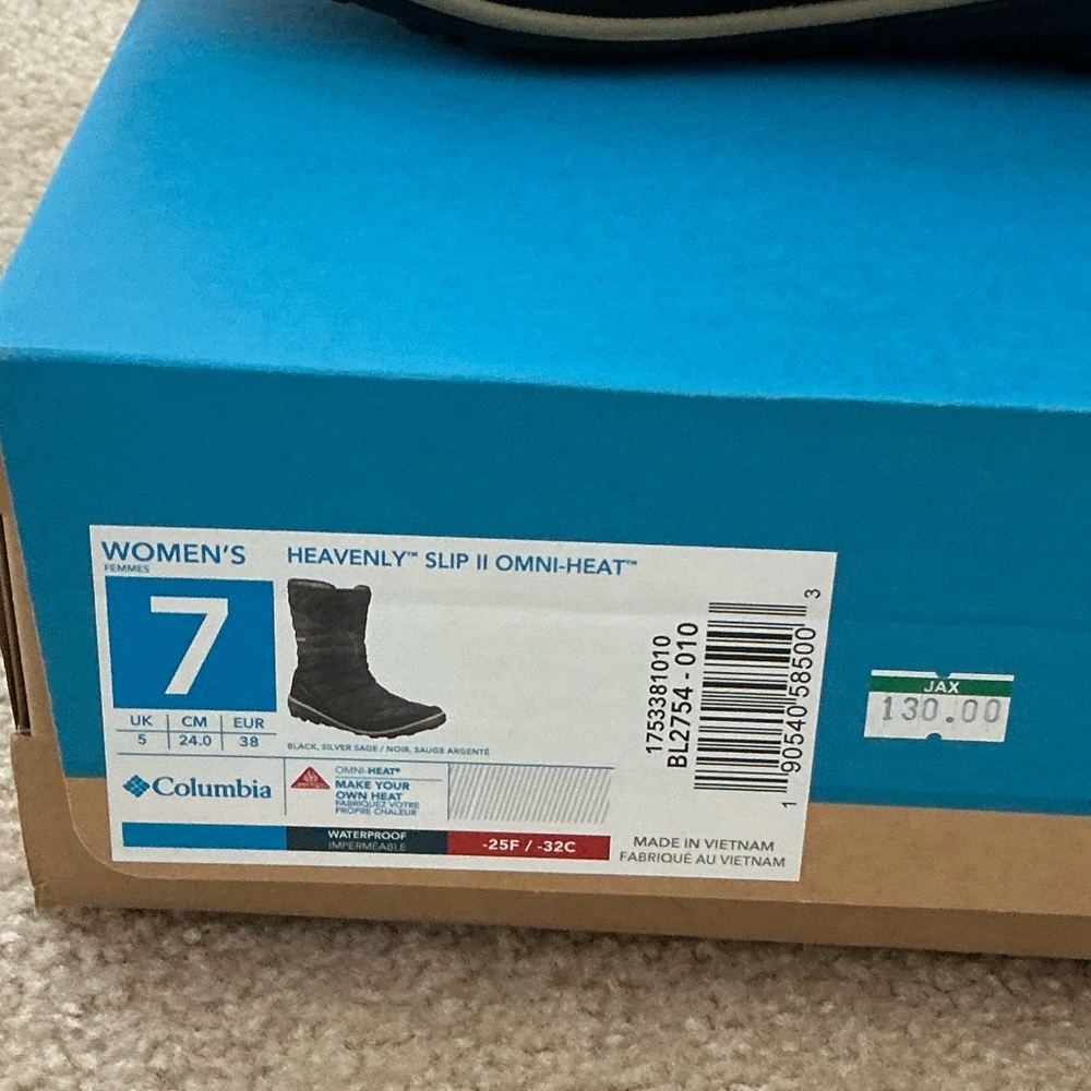 Women’s Columbia Black Winter Quilted Boots- Size 7 - Picture 7 of 8